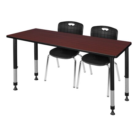 Tables > Height Adjustable > Rectangular Table & Chair Sets, 72 W, 30 L, 23-34 H, Mahogany
