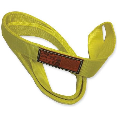 Synthetic Web Sling, Type 4, 20 ft L, 2 in W, Nylon, Yellow