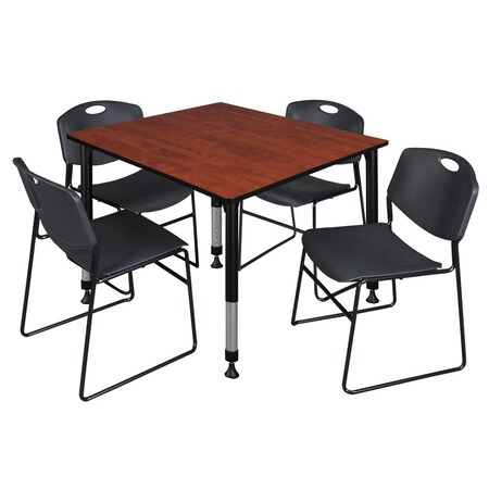 Tables > Height Adjustable > Square Table & Chair Sets, 48 W, 48 L, 23-34 H, Cherry
