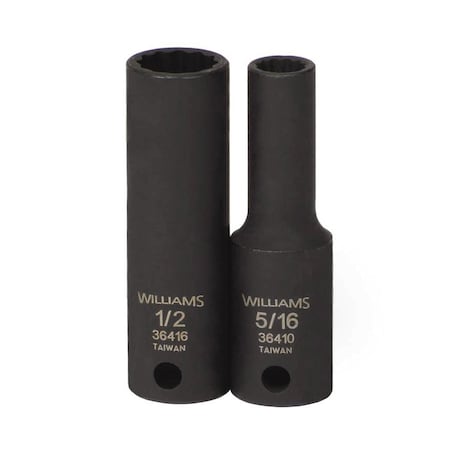 3/8" Drive Impact Socket Black Industrial, Deep 3/8" D 7/8",12Pt