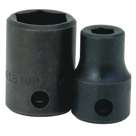 3/8" Drive Impact Socket Black Industrial, 3/8" D,6Pt 9/16