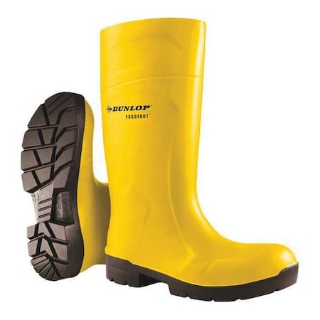 Unisex Dunlop Tall Rubber Boots, Steel Toe, 15" Height, Yellow, 7