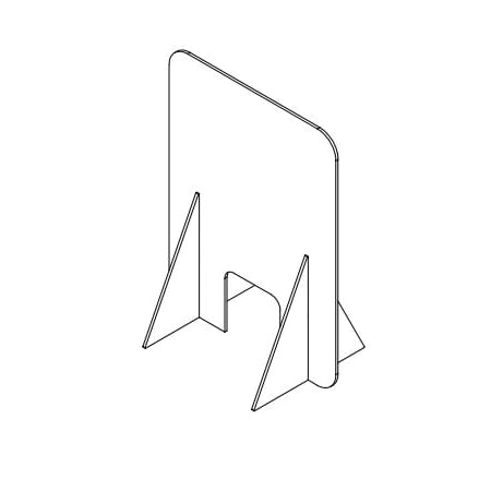 Clear Sneeze Guard - 1/8" T x 72" W x 36" H - 12" W x 6" H Slot, PK3