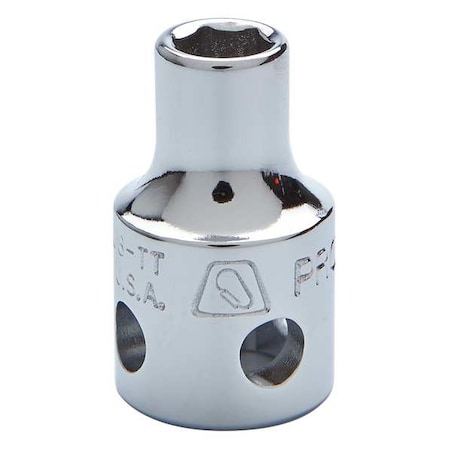 3/8 in Drive, 7/16" SAE Socket, 12 Points,  Steel, Chrome, 7/16 in