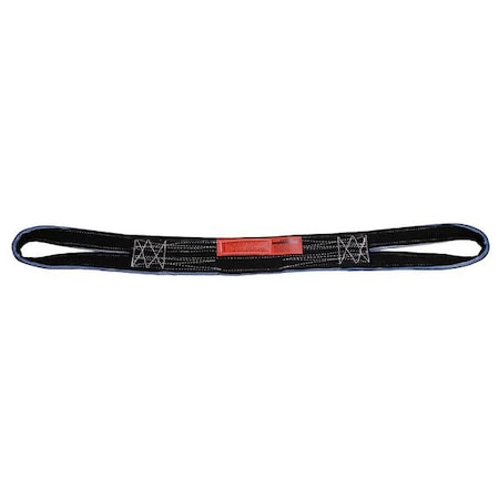 Web Sling, Type 6, 4 ft L, 2 in W, Polyester, Black