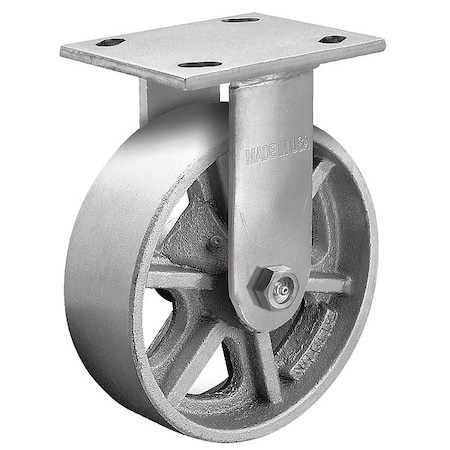 6" X 1-7/8" Cast Iron Rigid Caster, No Brake, Loads Up To 1250 lb