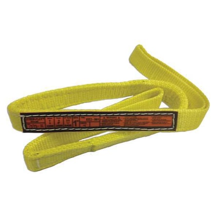 Synthetic Web Sling, Type 3, 20 ft L, 1 in W, Nylon, Yellow
