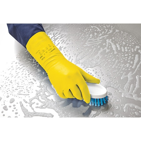 AlphaTec(R) 37-320 Chemical Resistant Gloves, Nitrile, 310 mm L, 0.2 mm, Yellow, 9, 1 PR