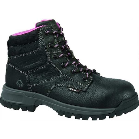 Women's 6-Inch Work Boot, 8 1/2, Composite Toe, 6 in H, Black, W10181
