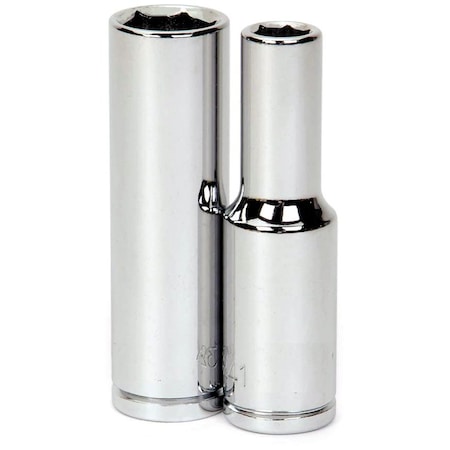 1/2" Drive Impact Socket High Polished Chrome, Deep 1/2"D,6Pt,23mm