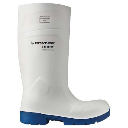 Unisex Tall Rubber Boots, Steel Toe, Blue, White, 11