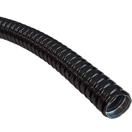 Liquid-Tight Flex Metal Conduit, 3/4 in Trade Size, 25 ft, 3-7/8 in Bend, Steel, Black