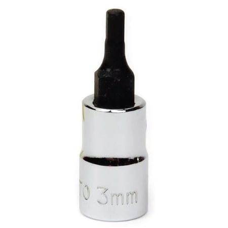 1/4" Dr, 7mm Size, Metric Hex Bit Socket, 6 Pts