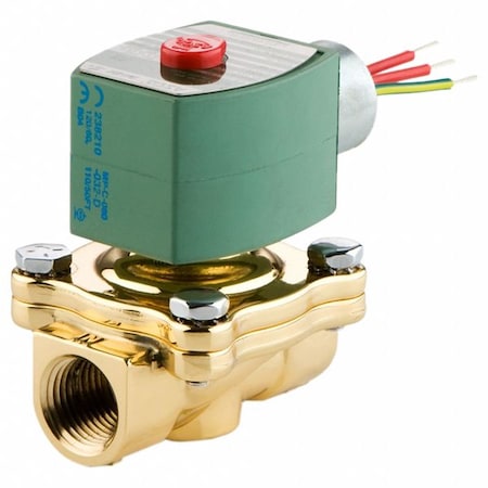 Solenoid Valve, 2-Way, 2-Position, Normally Closed, 3/8 in Pipe Size, 24V DC, High Flow, Brass, NBR