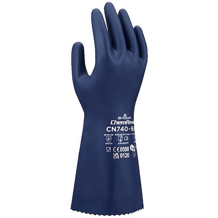 CN740 Chemical Resistant Gloves, Nitrile, 320 mm L, 14.96 mil, Blue, 11, 1 PR