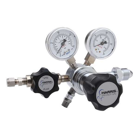 High Purity Gas Regulator, Argon, Helium, Nitrogen, Single Stage, 0.965"-14 Inlet, 1/4 in Outlet