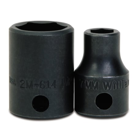 3/8" Drive Impact Socket Black Industrial, 3/8" D,6Pt,9mm