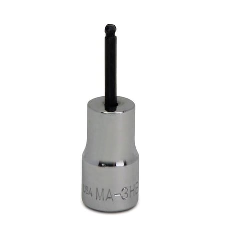 1/4" Dr, 7/32" Size, SAE Ball Hex Bit Socket, 6 Pts