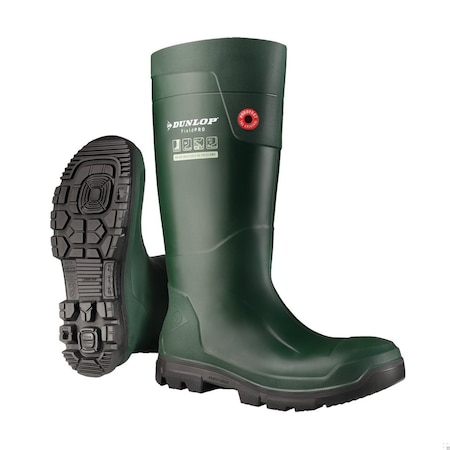 Rubber Boot, 14D, Knee, Black; Green, PR