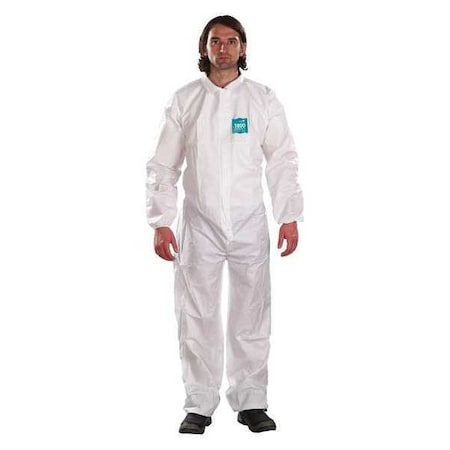 Collared Coverall, S, White, Microporous Laminate