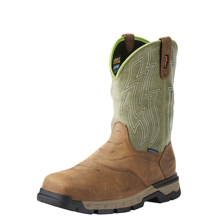 Men's Western Boot, 10 1/2, Composite Toe, 10 in H, Brown/Green, 10021486