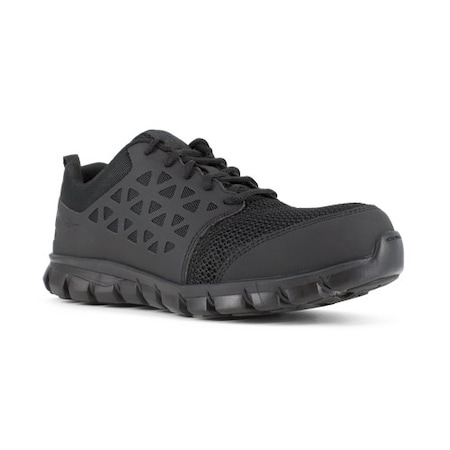 Men's Athletic Shoe, Composite Toe, Leather, Mesh Upper, Rubber Outsole, Lace Up, Black, 15 D