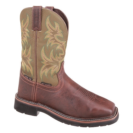 Men's Western Boot, 10 1/2 D, Steel Toe, 11 in H, Brown, WK4570