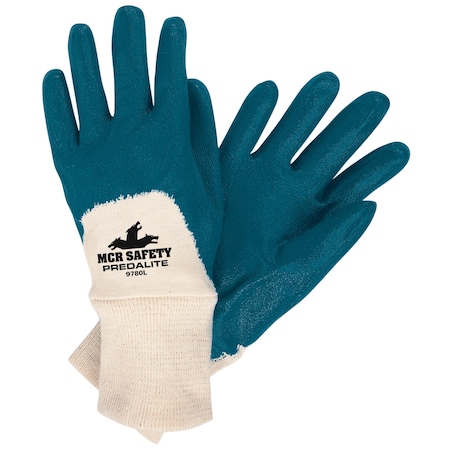 Coated Gloves, Nitrile, Textured, Palm, Not Rated Abrasion Level, Blue, X - Large 12 PK