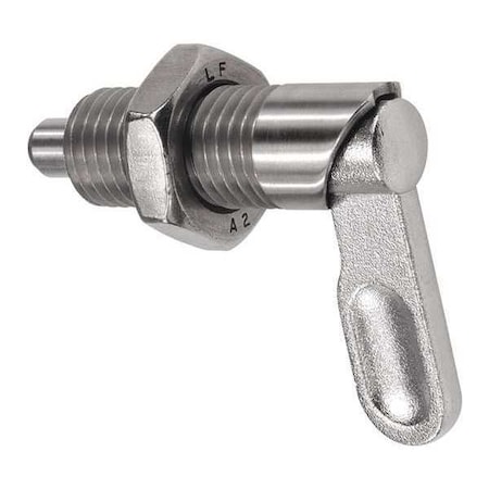 Cam-Action Indexing Plunger, Stainless Steel, D=8, D1= 1/2-13, Form: B, With Locknut