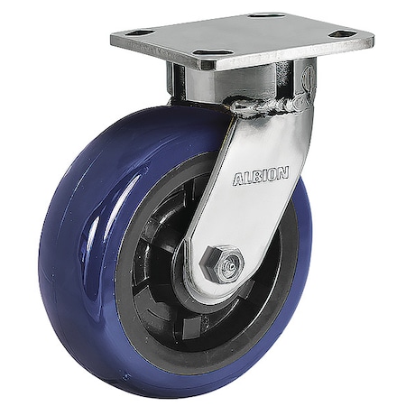 5" X 2" Non-Marking Polyurethane Premium Swivel Caster, No Brake, Loads Up To 900 lb