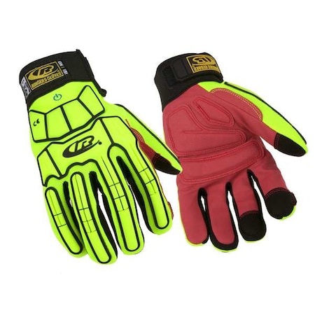 Impact Glove, Padded, Yellow/Red, M, PR
