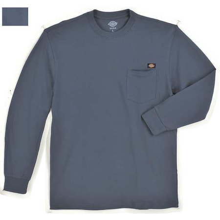 Men's Long Sleeve T-Shirt, Cotton, Pullover, Navy, XL