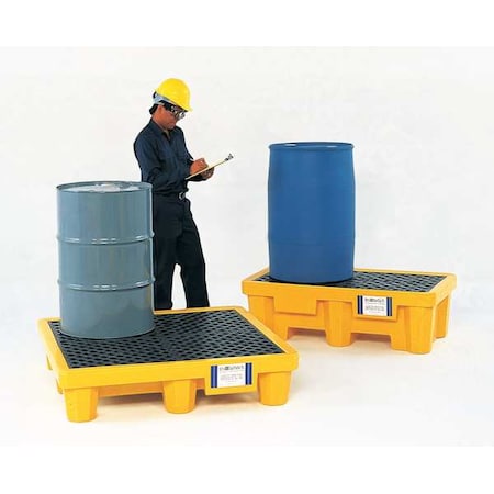 Spill Pallet, 66 gal Spill Capacity, 2 Drums, 3,000 lb Load Capacity, Polyethylene