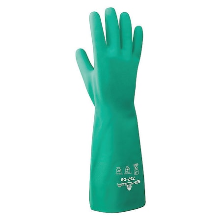 737 Chemical Resistant Gloves, Nitrile, 15 in L, 22 mil, Green, 8, 1 PR