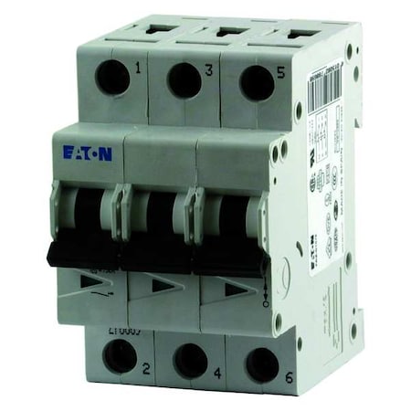 Circuit Breaker, FAZ Series, 3A, 3 Pole, 277/480V AC, 15kA at 277/480V AC, C Curve