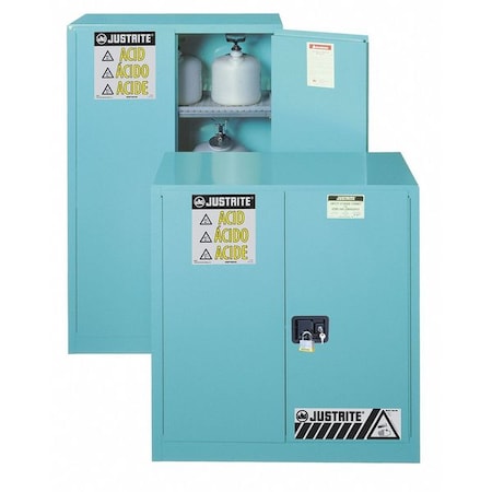 Hazardous Material Storage Cabinet, 45 gal, 2 Shelves, Steel, 43 in W x 65 in H x 18 in D, Blue