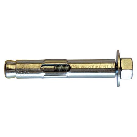 Sup-R-Sleeve Sleeve Anchor, 3/4" Dia., 2-1/2" L, Carbon Steel Zinc Plated, 5 PK