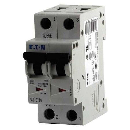 Circuit Breaker, FAZ Series, 4A, 2 Pole, 277/480V AC, 15kA at 277/480V AC, C Curve