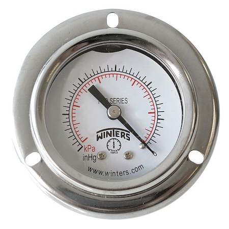 Panel-Mount Pressure Gauge, 0 to 200 psi, 2 in Dial, 1/8 in NPT, Center Back Location