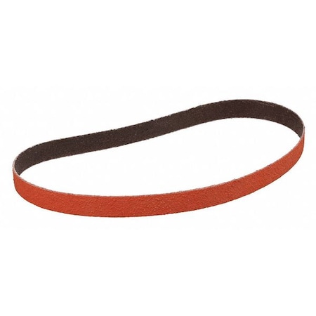 Sanding Belt, 1/2 in W, 24 in L, Coated, Ceramic, 80 Grit, Not Applicable, 984F, Orange