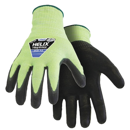 Hi-Vis Cut-Resistant Coated Gloves, Cut Level A9 ,Dipped ,Polyurethane ,Smooth ,S 1 PR