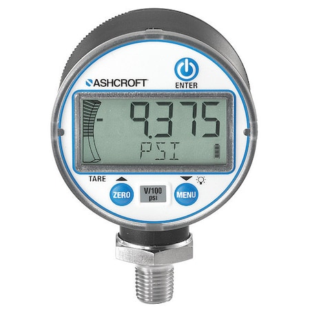 Digital Test Pressure Gauge, 0 to 500 psi, 2 1/2 in Dial, 1/4 in NPT, Bottom Location