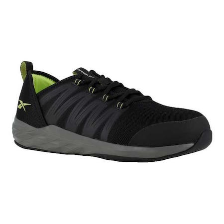 Men's Athletic Shoe, Steel Toe, Mesh Upper, Rubber Outsole, Lace Up, Black, 11 1/2 M