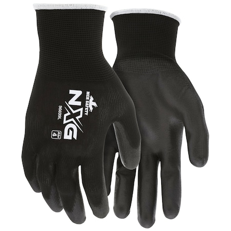 Dipped Gloves, Polyurethane, Palm, Black, XS 12 PK