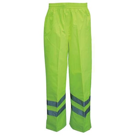 Hi-Visibility Rain Bib Pants, 300D Trilobal Rip-Stop Polyester, Polyurethane, 32 1/2 in Inseam