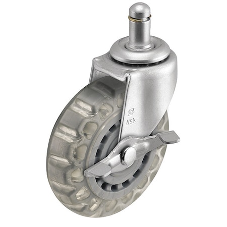 2" X 13/16" Non-Marking Pvc Swivel Caster, Side Brake, Loads Up To 90 lb