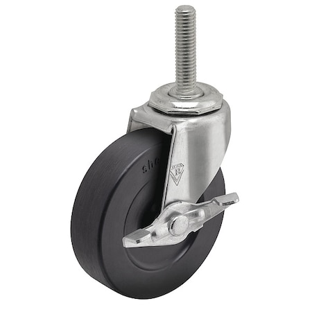 2" X 13/16" Non-Marking Rubber Soft Swivel Caster, Side Brake, Loads Up To 80 lb