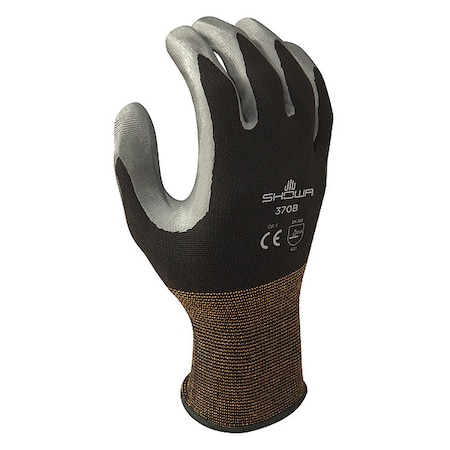 Coated Glove, Nitrile, Rough, Palm and Fingers, Not Rated Abrasion Level, Black/Gray, 2XL (10) 1 PR