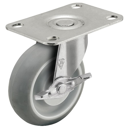4" X 15/16" Non-Marking Monotech (Donut) Swivel Caster, Tread Lock Brake, Loads Up To 150 lb