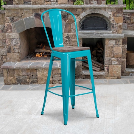 Metal BarStool,30",Teal